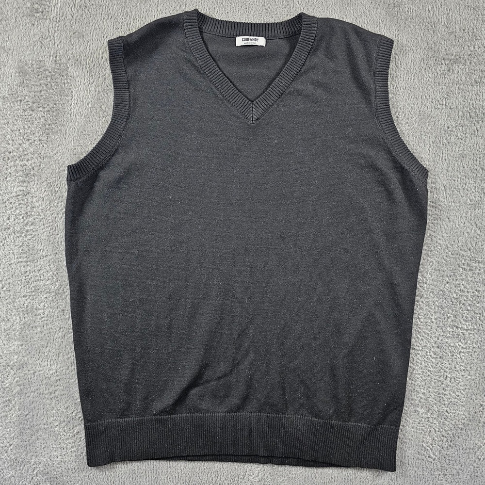 COOFANDY Mens V-Neck Sweater Vest Black Knit Size Large‎ Sleeveless Pullover